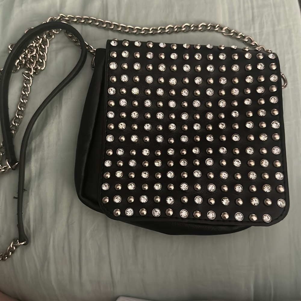 Black stud/rhinestone purse